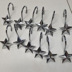 Farmhouse Silver Star Shower Curtain Hooks